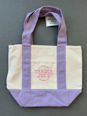 BNWT Trader Joe's mini tote, pastel PURPLE